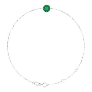 14K White Gold Round 6 Mm  Lab-Grown Emerald Solitaire Bracelet, Length: 7.5 In