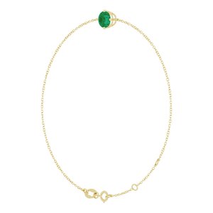 14K Yellow Gold Round 6 Mm  Lab-Grown Emerald Solitaire Bracelet, Length: 7.5 In