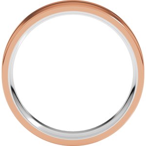18K Yellow Or White Or Rose Gold 6 mm Grooved Comfort-Fit Flat Band