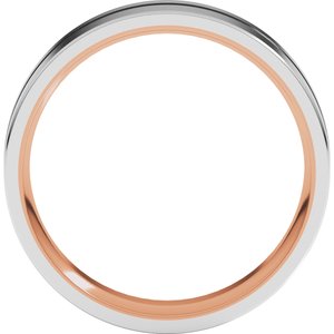 18K Yellow Or White Or Rose Gold 6 mm Grooved Comfort-Fit Flat Band