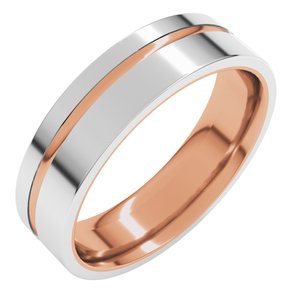 10K Yellow Or White Or Rose Gold 6 mm Grooved Comfort-Fit Flat Band