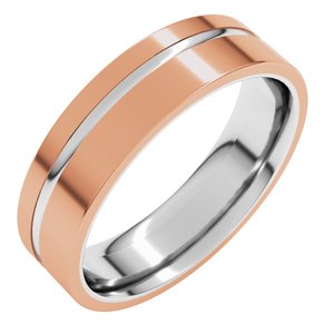 18K Yellow Or White Or Rose Gold 6 mm Grooved Comfort-Fit Flat Band