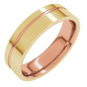 18K Yellow Or White Or Rose Gold 6 mm Grooved Comfort-Fit Flat Band