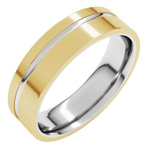 10K White/Yellow Gold 6 Mm Off-Centered Groove Band