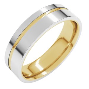 14K Yellow/White Or Rose/White Gold 6 Mm Off-Centered Groove Band