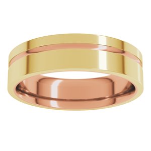 18K Yellow Or White Or Rose Gold 6 mm Grooved Comfort-Fit Flat Band