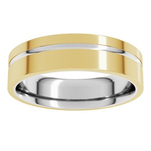 10K White/Yellow Gold 6 Mm Off-Centered Groove Band