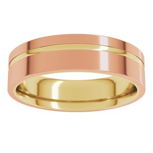 14K Yellow Or White Or Rose Gold 6 mm Grooved Comfort-Fit Flat Band