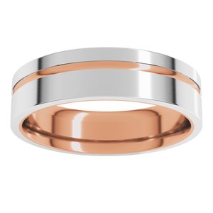 10K Yellow Or White Or Rose Gold 6 mm Grooved Comfort-Fit Flat Band