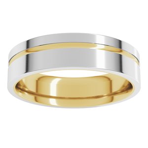 10K Yellow Or White Or Rose Gold 6 mm Grooved Comfort-Fit Flat Band