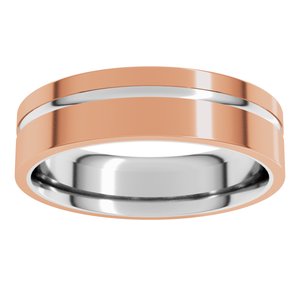 14K Yellow Or White Or Rose Gold 6 mm Grooved Comfort-Fit Flat Band