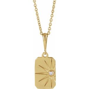 14K Yellow Gold Round 1.5Mm G-H I1 .015 Ct Natural Diamond Sun Necklace, Length: 18 In