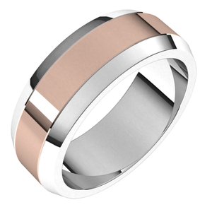14K Yellow Or White Or Rose Gold Beveled-Edge Flat Band