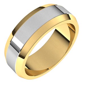 14K Yellow Or White Or Rose Gold Beveled-Edge Flat Band