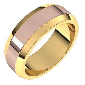 14K Yellow Or White Or Rose Gold Beveled-Edge Flat Band