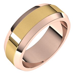 14K Yellow Or White Or Rose Gold Beveled-Edge Flat Band