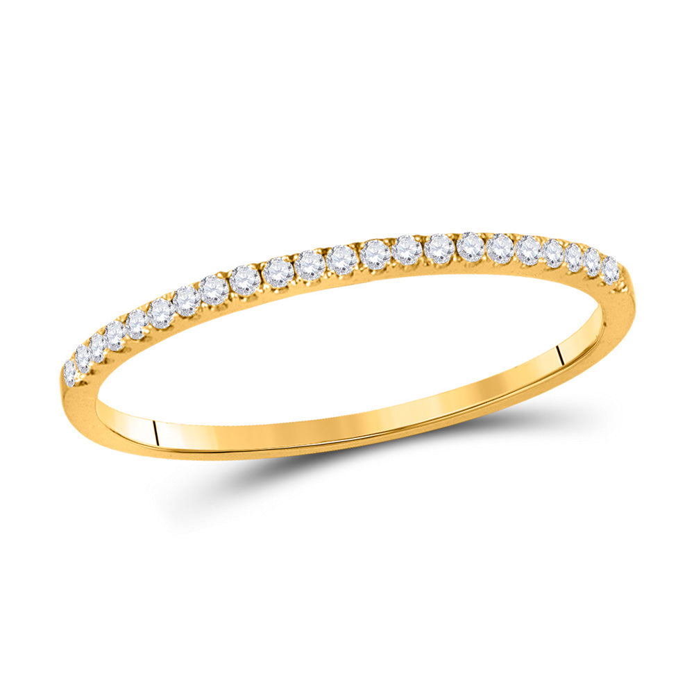 10K Yellow Or Rose Gold  Womens Round Diamond Stackable Band Ring 1/8 Cttw, Womens Size: 5-10