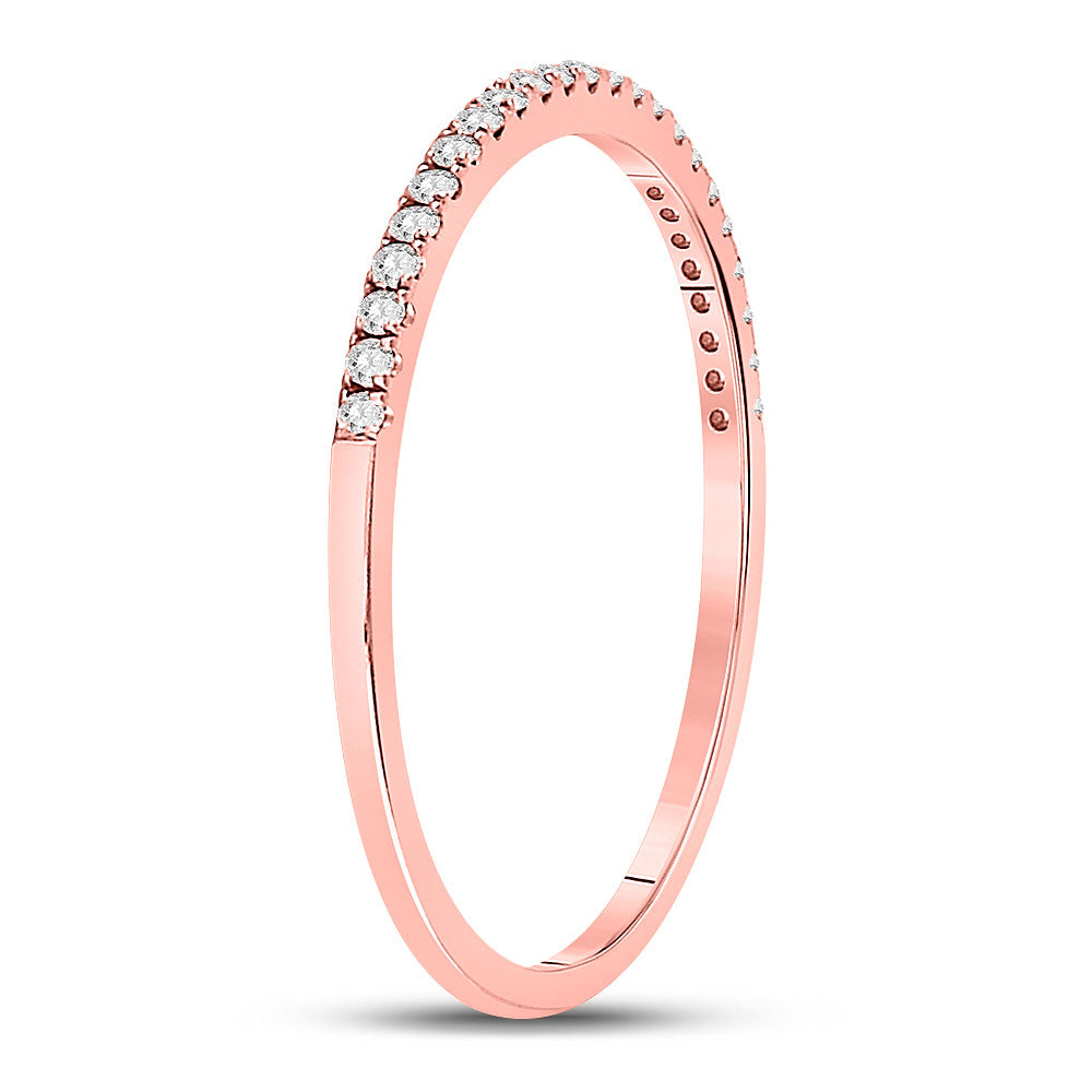 10K Yellow Or Rose Gold  Womens Round Diamond Stackable Band Ring 1/8 Cttw, Womens Size: 5-10