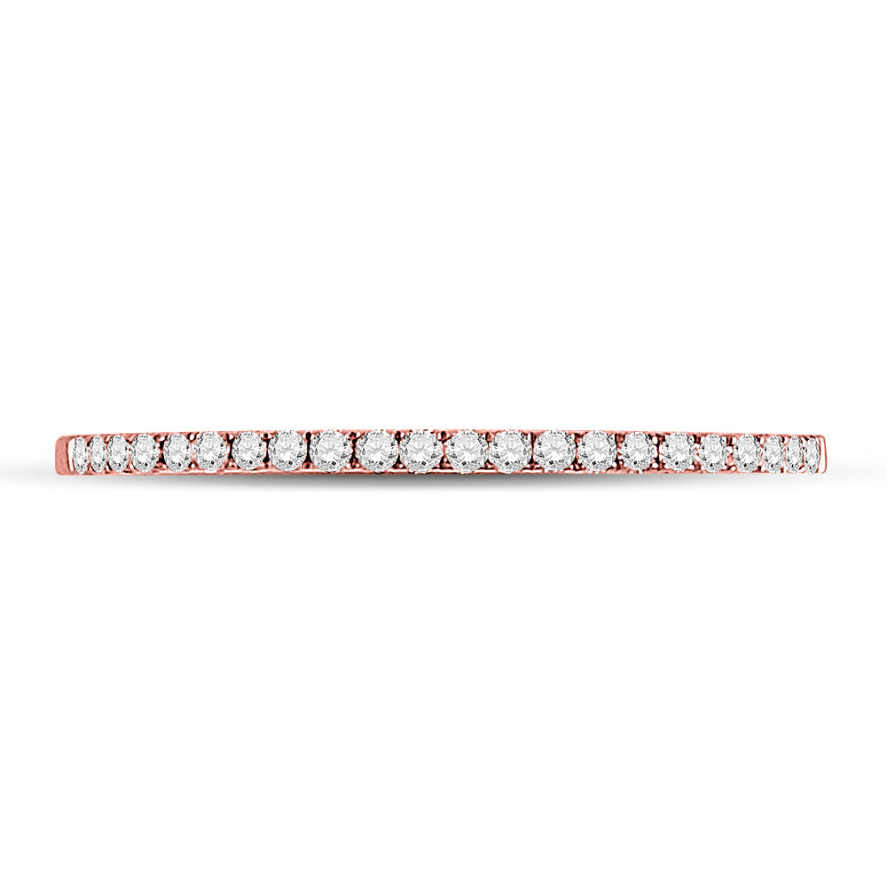 10K Yellow Or Rose Gold  Womens Round Diamond Stackable Band Ring 1/8 Cttw, Womens Size: 5-10