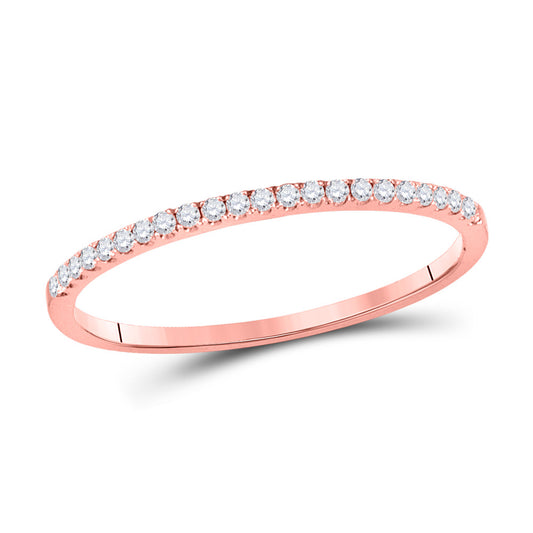 10K Yellow Or Rose Gold  Womens Round Diamond Stackable Band Ring 1/8 Cttw, Womens Size: 5-10