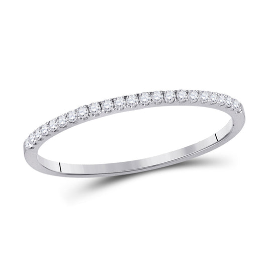 10K White Gold Womens Round Diamond Timeless Stackable Band Ring 1/8 Cttw, Womens Size: 5-10