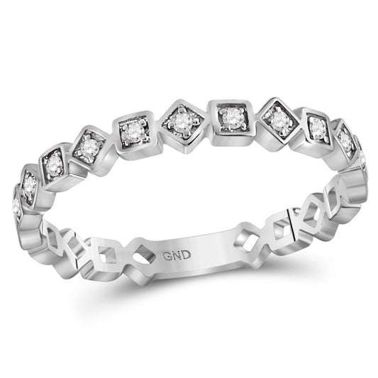 10K Yellow Or White Or Rose Gold Womens Round Diamond Squares Stackable Band Ring , Womens Size: 5-10