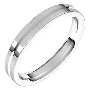10K Yellow Or White Or Rose Gold Grooved Comfort-Fit Flat Band