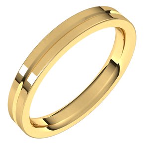 10K Yellow Or White Or Rose Gold Grooved Comfort-Fit Flat Band