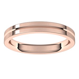 10K Yellow Or White Or Rose Gold Grooved Comfort-Fit Flat Band