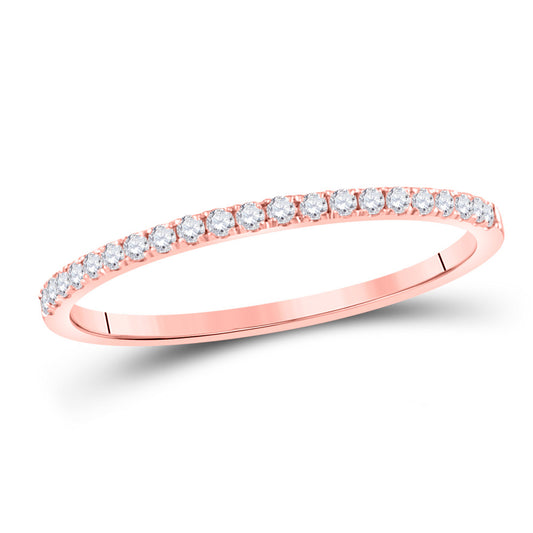 10K Yellow Or White Or Rose Gold Womens Round Diamond Stackable Band Ring , Womens Size: 5-10