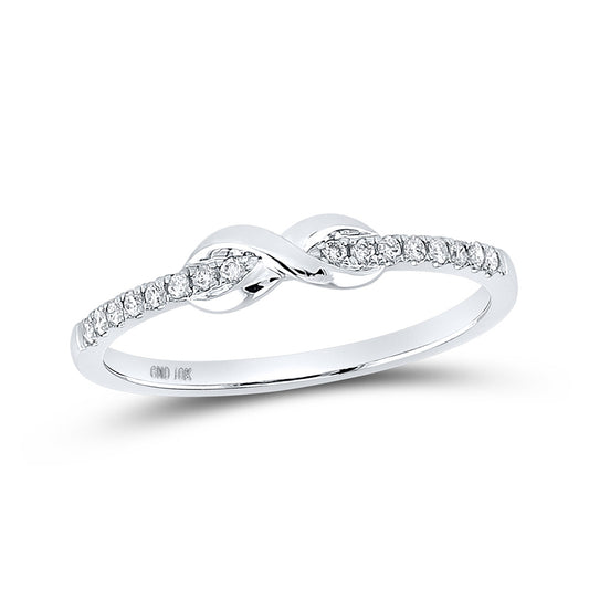 10K White Gold Womens Round Diamond Infinity Knot Stackable Ring 1/10 Cttw, Womens Size: 5-10