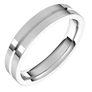 10K Yellow Or White Or Rose Gold Grooved Comfort-Fit Flat Band