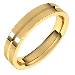 10K Yellow Or White Or Rose Gold Grooved Comfort-Fit Flat Band