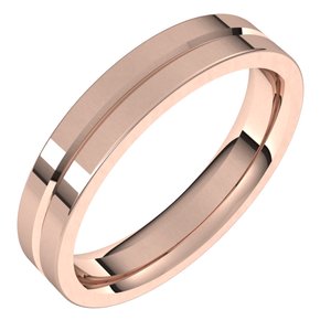 10K Yellow Or White Or Rose Gold Grooved Comfort-Fit Flat Band