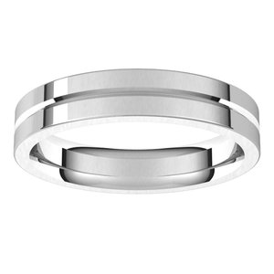 10K Yellow Or White Or Rose Gold Grooved Comfort-Fit Flat Band