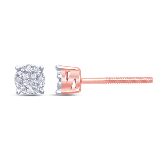 10K Rose Gold 0.11 Cttw Diamond Super Flower Earrings
