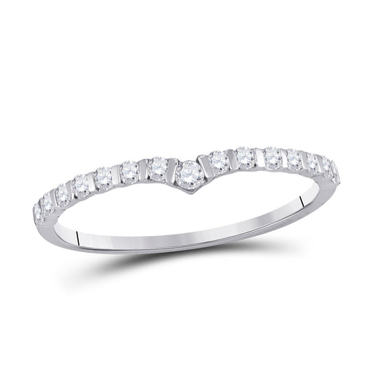 10K White Gold Womens Round Diamond Chevron Stackable Band Ring 1/4 Cttw, Womens Size: 5-10