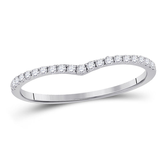 10K White Gold Womens Round Diamond Chevron Stackable Band Ring 1/6 Cttw, Womens Size: 5-10