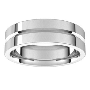 14K White Gold Grooved Flat Comfort Fit Band