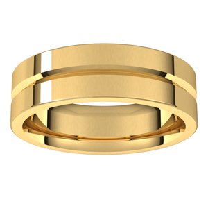 14K Yellow Gold Grooved Flat Comfort Fit Band