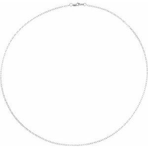 14K White Gold Flat Cable Chain, Length: 16 In, Width: 1.8 Mm