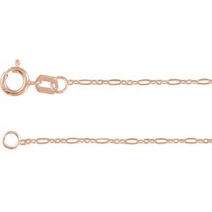 14K Rose Gold Brilliant Figaro Chain, Length: 7 In, Width: 1.25 Mm