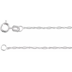 Sterling Silver Spring Ring Brilliant Figaro Chain, Length: 7 In, Width: 1.25 Mm