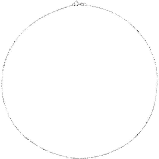 14K White Gold 1.25 Mm 7 In Spring Ring Polished Brilliant Figaro Chain