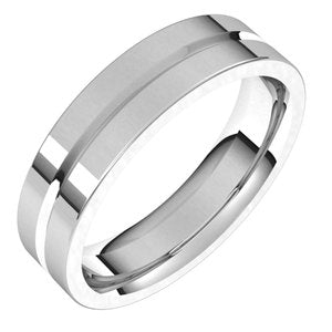 10K Yellow Or White Or Rose Gold Grooved Comfort-Fit Flat Band