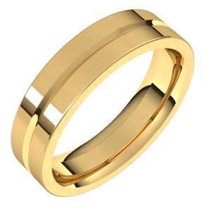10K Yellow Or White Or Rose Gold Grooved Comfort-Fit Flat Band