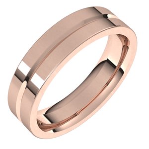 10K Yellow Or White Or Rose Gold Grooved Comfort-Fit Flat Band