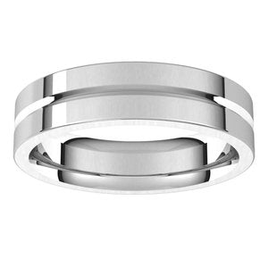 10K Yellow Or White Or Rose Gold Grooved Comfort-Fit Flat Band