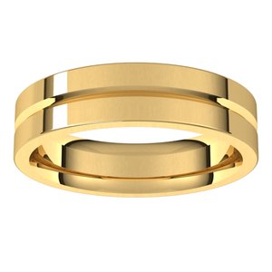 10K Yellow Or White Or Rose Gold Grooved Comfort-Fit Flat Band
