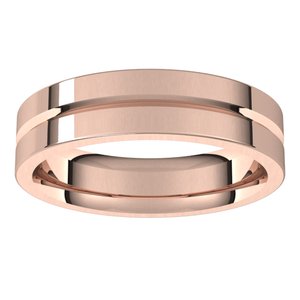 10K Yellow Or White Or Rose Gold Grooved Comfort-Fit Flat Band